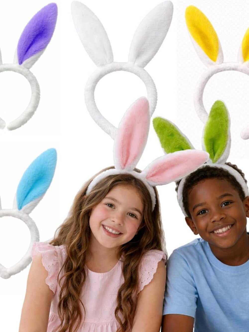Assorted Color Bunny Ears - Plush Easter Rabbit Ear Headbands - Bulk Party Costu